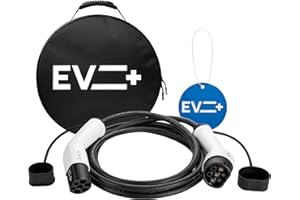 EV + Cable para Coche Eléctrico Tipo 2 a Tipo 2 IEC62196, 5 Metros Cargadores de Coches Eléctricos EV PHEV, Cargador de Vehículo Portátil, Cable de Carga Monofásico 32A (7.2 kW) Negro, Estuche