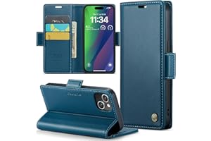 Rerzoiro Handyhülle für iPhone 15 Hülle 6,1", Premium PU Lederhülle Klappbar Flip Case [RFID Blocker] Tasche Magnet Kartenfach Klapphülle Schutzhülle für iPhone 15, Blau