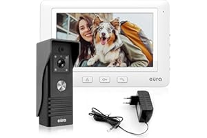 EURA White VDP-45A3 Alpha, videocitofono a 4 Fili, Colori da 7", Bianco, 1 monitor