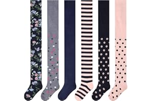 L&K-II 6er Kinder Strumpfhose Mädchen Strumpfhose Baby Strumpfhose für Mädchen Blumen Punkt Streifen Muster 6 Stück in Set 27257