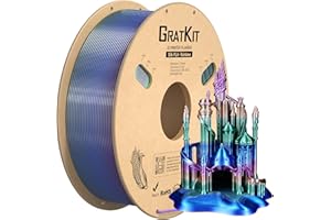 GratKit Filament PLA Silk Rainbow pour 1,75mm Imprimante 3D, Bobines de 1kg, Soie Filament changement de couleur, Précision+/- 0.03mm, 1000g Universe Rainbow PLA