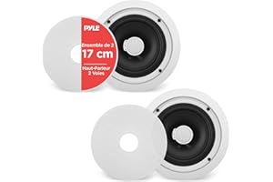 Pyle Enceinte Plafond/Murale 16,5 cm - Système d'Enceintes 2 Voies avec Tweeter Orientable en Titane de 2,5 cm -Haut Parleur Encastrable Plafond