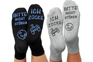 ANOTION ANOITON Lustige Socken, Geschenke 2025 Gaming Socken Mit Spruch ICH ZOCKE Bitte Nicht Stören Gamer Geschenk für Damen Herren Spieler Ostergeschenke für Teenager