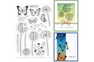 ‎GLOBLELAND GLOBLELAND Butterfly Dandelion Clear Stamps DIY Scrapbooking Wildflower Silhouette Silicone Clear Stamps for Card Making Photo Album Diary Home Decor