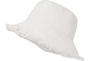 INOGIH Cappello a Secchiello-Cotone Lavato Invecchiato Cappello da Sole Estivo Cappello da Pescatore a Tesa Larga Tinta Unita (Circonferenza del Cappello: 56-58 cm)