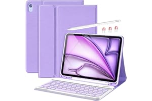 GAOJIE Coque Clavier pour iPad Air 11'' M2&M3 2024&2025 Air 5 2022/Air 4 2020 10.9", Étui pour Pro 11 1ème 2018 avec Pen Holder, Housse avec Magnétique sans Fil Clavier AZERTY Français(Pourpre)