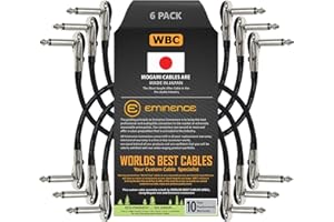 WORLDS BEST CABLES Mogami 2319-9 Zoll (22 cm) Patchkabel für Gitarre, Bass, Effekte, Instrument, flaches Profil, rechtwinklige Pancake-Anschlüsse Typ TS (6,35 mm), 6 Stück