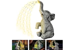 GIGALUMI - Decorazione da giardino motivo elefante che spruzza, statuetta a LED a energia solare, regalo per la mamma, regalo di compleanno per donne, decorazione per terrazzo e cortile