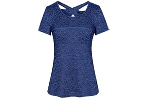 iClosam Women's Tunic T-Shirt Gym Top for Running Athletic Clothes Casual Wear Yoga Workout Short Sleeve Crew Neck, Dark Gray, UK Size - S: 6-8