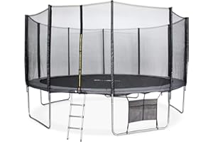 Alice's Garden - Trampoline 460cm Gris avec Filet de Protection. échelle. bâche. Filet pour Chaussures. kit d'ancrage - Neptune XXL - Trampoline de Jardin 460 cm 4m | Qualité Pro.|Normes EU.