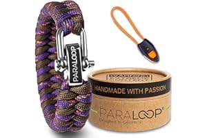 Paraloop® Original Bracelet paracorde pour femme + pendentif avec sifflet de signal -Tressé à la main avec coffret cadeau - Fermeture en acier inoxydable