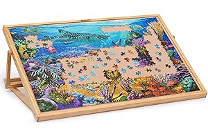 BECKO US Becko Adjustable Wooden Puzzle Board Jigsaw Puzzle Plateau Puzzle Easel for Adults and Kids for Puzzles Up to 1000 Pieces