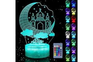 Meetory Mubarak Ramadan Decorations Lights, Ramadan LED Light with 16 Color Remote Control, Ramadan Decorations for Home Table, Ramadan 3D Night Lamp Eid Decorations for Home Party Eid Gifts