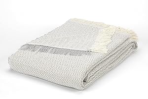 GAMUSI Plaid sofá Colcha Multiusos para sofás Cama cubresofá Manta Suave algodón Arias Gris Claro 180x260 cm