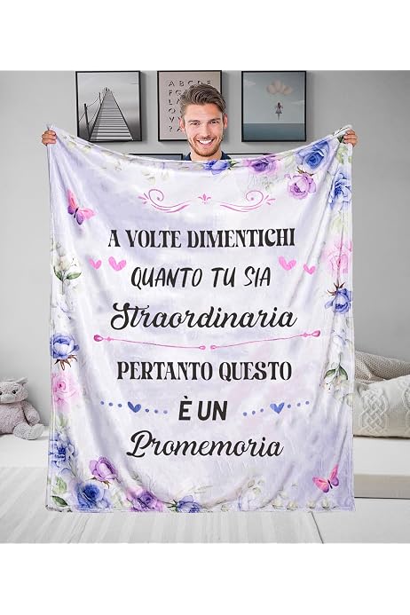 Coperta Regalo Personalizzata Per La Festa Della Mamma - Morbida Coperta Viola Con Frase Per Mamma - Regalo Da Figlia O Figlio Per Compleanno O Occasione Speciale - 2