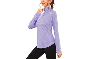 iClosam Camiseta Deporte Mujer de Manga Larga 1/4 Zip Camisetas Deportiva Mujer Ropa Fitness Corriendo Tops