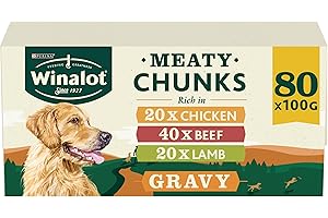WINALOT Meaty Chunks Mixed in Gravy Wet Dog Food Pouches 80x100g