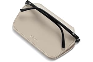 VULKIT Leather Glasses Case, Ultra Slim Sunglasses Case, Two Fixed Modes Spectacle Cases, Fits Most Eyeglasses & Sun Glasses, Minimalist Slim Design for Men & Women