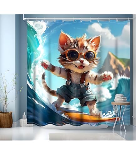 Grappig Dier Douchegordijn 240 x 200 cm Waterafstotend Anti-schimmel Textiel Stof Badkamer Gordijn Motief-A 180 x 200 cm