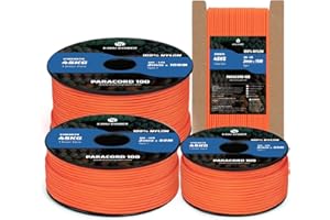 Kamu Synber 2mm Paracord 15M 100% Nylon Rope 1 Strand Type I Parachute Cord for Crafting, Outdoor, DIY, Camping | Support 45kg | Orange