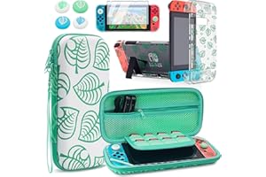 BRHE Funda Estuche de Transporte para interruptores para Nintendo Switch OLED, Animal Crossing Estuche de Transporte de Viaje Bolsa de Paquete Kit de Accesorios de protección portátil (Verde)