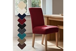 Deconovo Coprisedie con Schienale 6 Pezzi Elasticizzati Lavabili Antigraffio per Gatto, Fodere Universali per Sedie Moderne da Sala da Pranzo, Cucina, Soggiorno, Festa, Vino