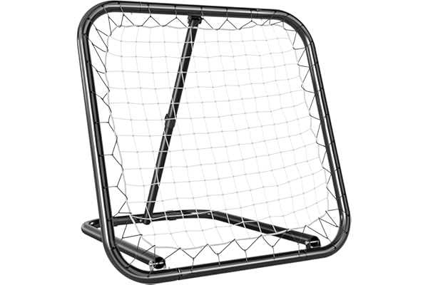 HOMCOM Filet de Rebond de Football rebondisseur de Football Ajustable Pliable Portable 4 piquets de Fixations au Sol Filet de PE Noir Blanc 78 x 84 x 78 cm