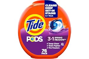 YYST Tide PODS Liquid Laundry Detergent Soap Pacs, HE Compatible, Powerful 3-in-1 Clean in one Step, Spring Meadow Scent, 76 Count