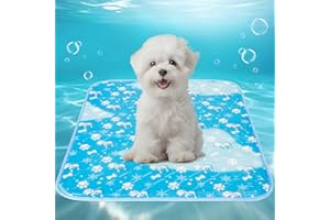 Tsmertor Dog Cooling Mat Portable Pet Gel Self Cooling Pads Mat for Dogs, Waterproof Anti-Scratch, Non-Toxic Sleeping Bed Mattress for UK Pets (Blue, Small(49 * 40cm))