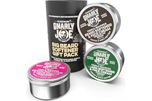 TRADEMARK GNARLY JOE EST.MMXVII Gnarly Joe Beard Softener Gift Pack for Men (3 Jars, All Scents). Triple-Whipped Combined Beard and Face Creams