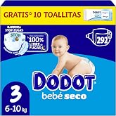 Dodot Beb&eacute;-Seco Pa&ntilde;ales Talla 3 292 Unidades 6kg-10kg | Up to 100% Leak Free at Night, Includes 10 Bonus Wipes, Dry Skin Unti