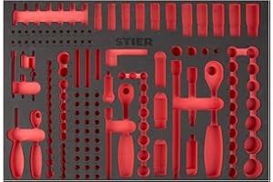 STIER Plateau en mousse souple (EVA) pour jeu de douilles 179 pièces, vide, pour servante d'atelier STIER, 570 x 400 x 30 mm, insert en mousse, insert outils