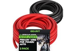 GearIT Primary Automotive Wire 12 Gauge (50ft Each - Black/Red) Copper Clad Aluminum CCA - Power/Ground for Battery Cable, Car Audio, Wire, Trailer Harness, Electrical Wire - 100 Feet Total 12ga Wire