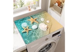 Morbuy Waschmaschinenauflage rutschfest 60x60cm, Seestern Sandstrand Muscheln Waschmaschinen Auflage Waschmaschinenabdeckung Saugfähig Waschmaschinen und Trockner Auflage (Seestern,60x60cm)