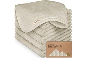 KeaBabies 6-Pack de Toallitas de Bambú Orgánico para Bebés - Toallitas Suaves de Bambú, Toallitas para Bebés Orgánicas, Niños, Toallas para Bebés, Toallitas de Algodón, Toallitas Faciales (Stone)