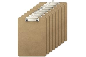 VVHIPPO Portapapeles con Pinza A4, Pack de 8 Clipboard Madera, Carpeta con Pinza para Escuela, Hogar, Oficina, Hospital, Restaurante, 315x225x4mm