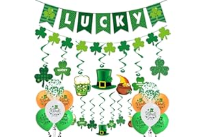 AFYHH St Patricks Day Decorations Party Banner - 57Pcs St Patrick’s Day Party Decorations Irish Party Decor Spring Holiday St Patrick’s Day Accessory Wall Decorations with Lucky Banner Shamrock Banner