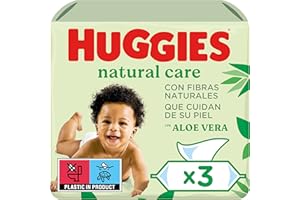 Huggies Toallitas Natural Care para Bebé, 99% Agua y con Aloe Vera, 168 toallitas (3 packs de 56 toallitas)