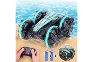 Eutionho Macchina Telecomandata Anfibia per bambini, 4WD Macchina Radiocomandata Impermeabile a 2,4 GHz, Auto Telecomandata Rotante a 360°, Regalo di Compleanno per Bambini 3 4 5 6 7 8 Anni, Verde