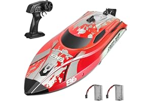 OVSHNRR RC Boat,2.4Ghz Remote Control Boat Outdoor Radio Controlled Watercraft with Low Battery Alarm Rechargeable Battery,Self Righting Racing Boats for Pools and Lake 25KM/H for Childrens or Adults(Red)