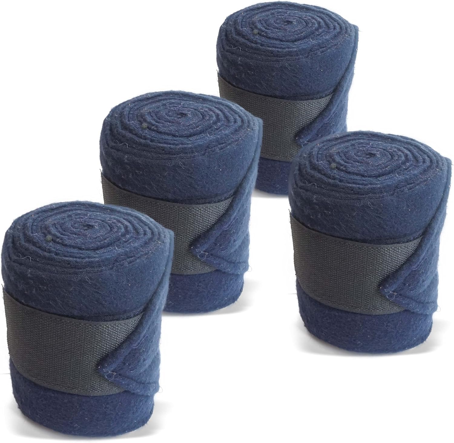 Juego de 4 vendas para caballo de forro polar con cierre, con práctica bolsa de almacenamiento (mini shetland pony (mini shetty), azul marino)