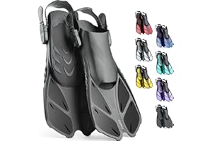 CAPAS Snorkel Fins, Swim Fins Travel Size Short Adjustable for Snorkeling Diving Adult Men Women Kids Open Heel Swimming Flippers