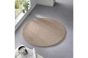 Taracarpet Teppich Kurzflor weicher Designer Uni Bodenbelag Madrid fürs Wohnzimmer, Kinderzimmer, Schlafzimmer und die Küche geeignet Taupe 160 cm rund