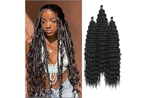 XERTEAM 3 opakowania, głębokie fale, szydełkowane włosy, 45 cm, miękkie warkocze do włosów w stylu boho, warkocze bokserskie, skręcane warkocze do włosów, miękkie syntetyczne głębokie fale, kręcone włosy dla