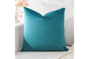 Artscope Fundas de Cojines de Terciopelo Decorativas Cuadradas Color Solido 45x45cm para Decoración del Hogar Sofá Dormitorio Coche Azul Verde