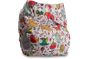 Littles & Bloomz, Reusable Pocket Cloth Nappy, Fastener: Popper, Set of 1, Pattern 50, with 1 Bamboo Insert