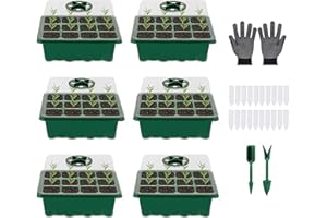 VDYXEW Seed Trays, Propagator, Seed trays with lids, Propagator Growing Thicken Seedling Starter, Growing Trays with Clear Lids(6 Pack)