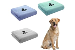 QYRDBGY Hunde Handtuch, 3 Stück Handtuch Hund 75 x 35cm Mikrofaser Hundehandtuch Extra Saugfähig Handtücher Hund für Kleine Mittelgroße Große Hunde Oder Andere Haustiere