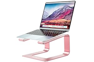 urmust Laptop Stand for Desk Aluminum Computer Stand for Laptop Riser Holder Notebook Stand Compatible with MacBook Air Pro, Dell, HP, Lenovo Samsung, Alienware All Laptops 11-15.6"(Rose Gold)