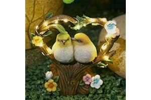 ‎HIAME HIAME Gartendeko Figuren Solar Rost Garten Deko für Garten, Gartenfiguren Solar beleuchtete Liebes-Herz-Vogel-Skulptur-Ornamente für Außen, Harzskulptur Tierstatuen Figuren mit Solarlicht (A)
